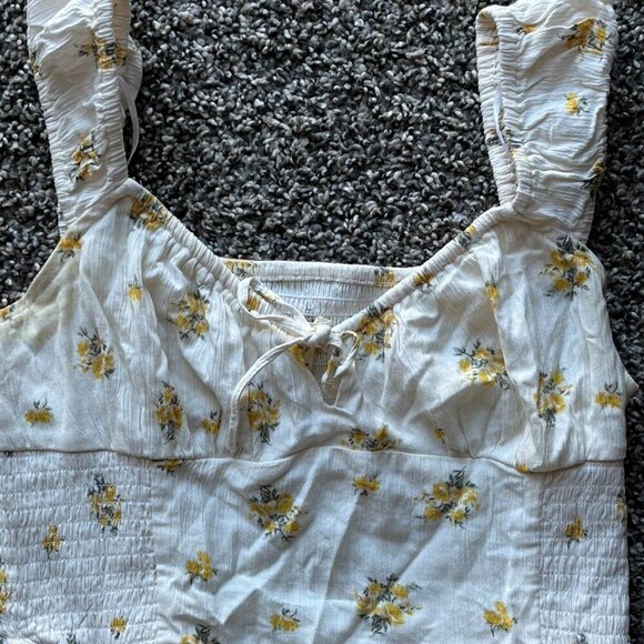 Aeropostale Floral Mini Dress Womens Medium White And Yellow Flower Flowy Dress - Picture 6 of 8